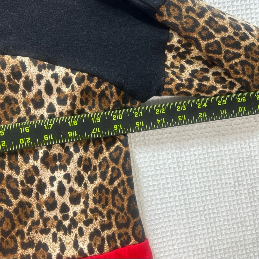 Women's Red, Black, and Leopard Print Long Sleeve Top Size M - Picture 4 of 7